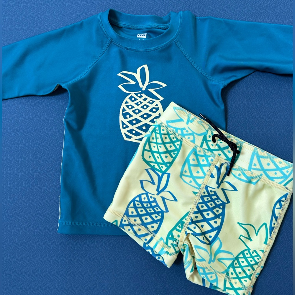 Tea Collection Blue and Yellow Pineapple Swim Set 9-12m